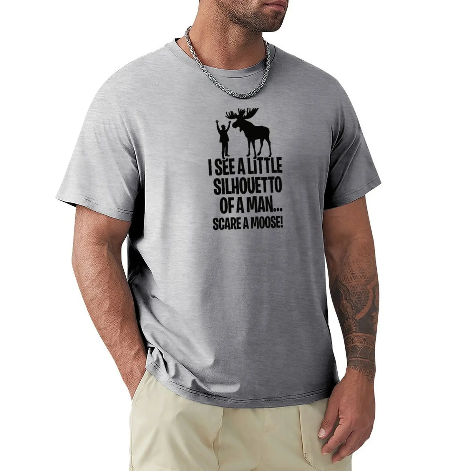 

Copy of I see a little silhouetto of a man scare a Moose rock music joke T-shirt plain Aesthetic clothing mens graphic t-shirts