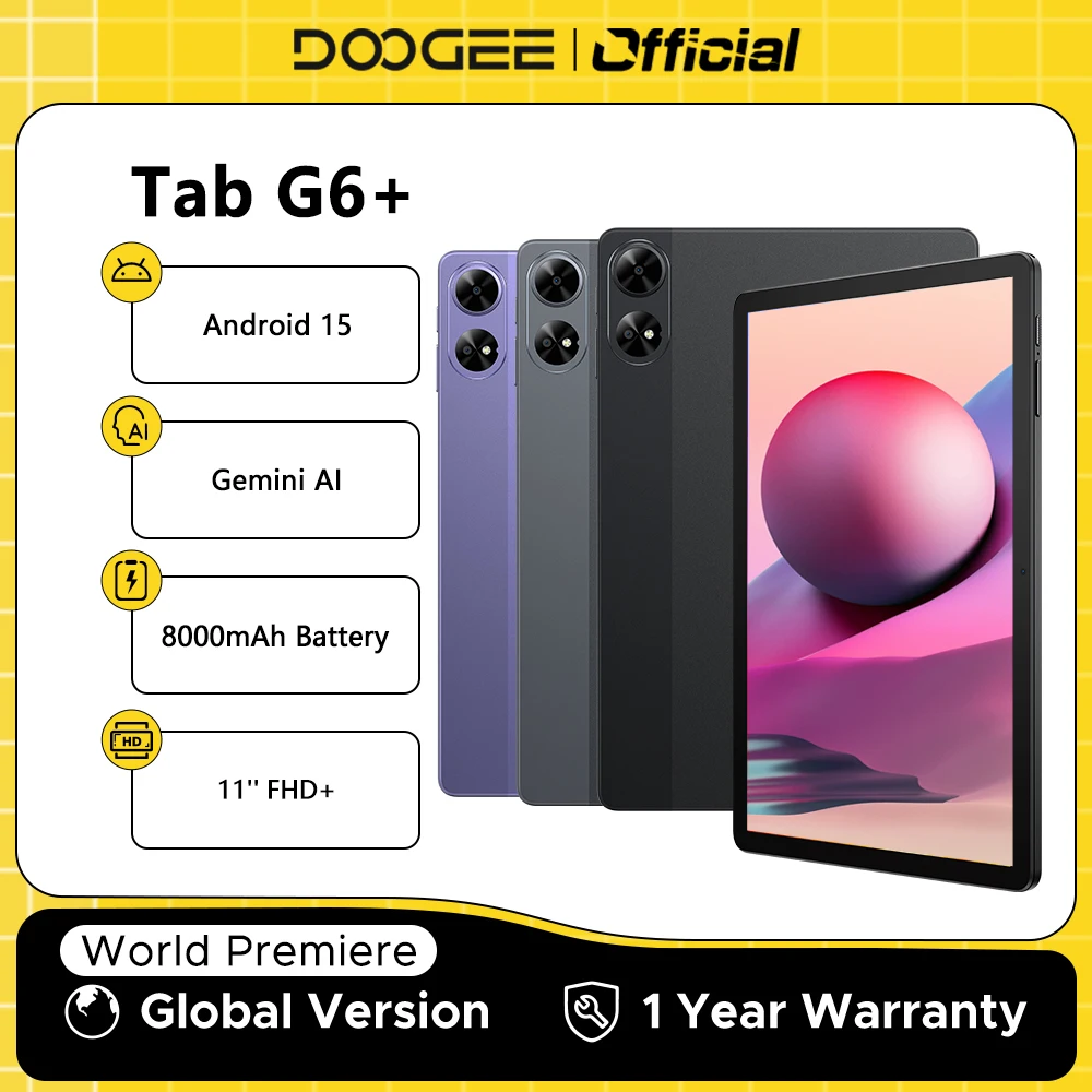 DOOGEE Tab G6+ タブレット Android 15 Gemini Al 11インチ