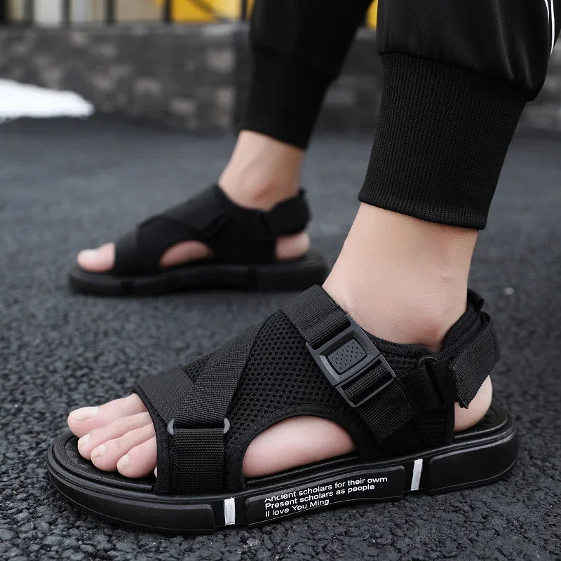 Men Sandals Woven Beach Sandals Mens Gladiator Summer Casual Flat Shoes