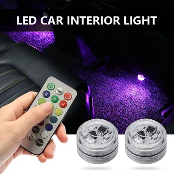 Wireless LED Car Interior Ambient Light Remote Control 13 Colors Diamond Diving Light Auto Roof Foot Atmosphere Lamp Decoration