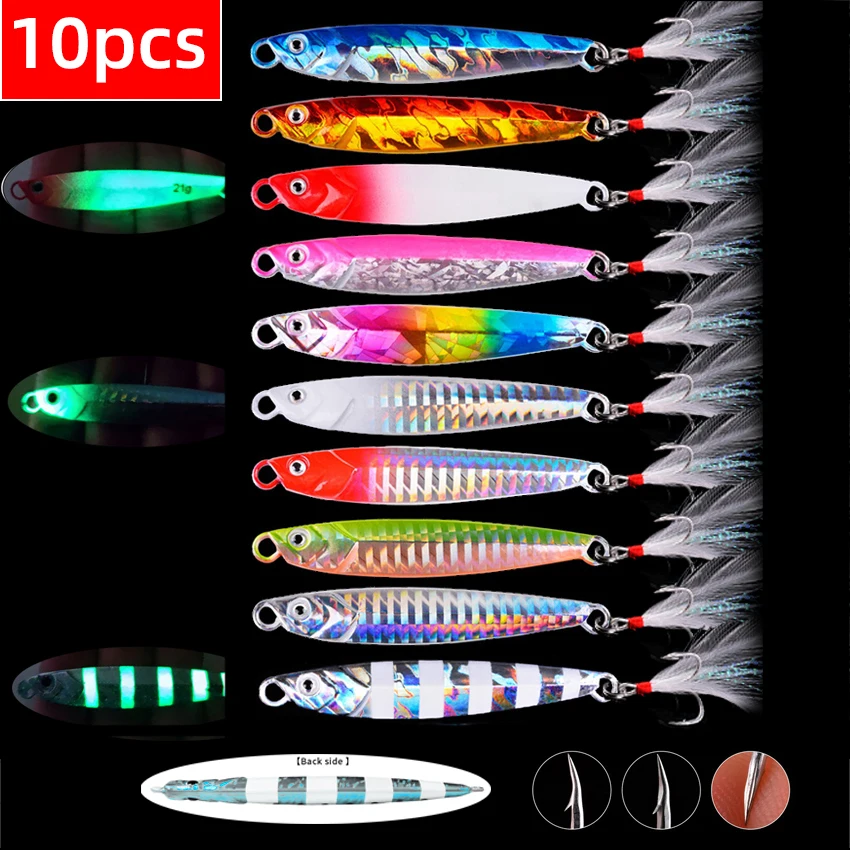 

5/10pcs Metal Fishing Lures Slow Cast Spoon Jigs Fishing Lure set 7G 10G 17G 21G 28G 40G Crankbait Jig Wobbler Bait Sea Pesca