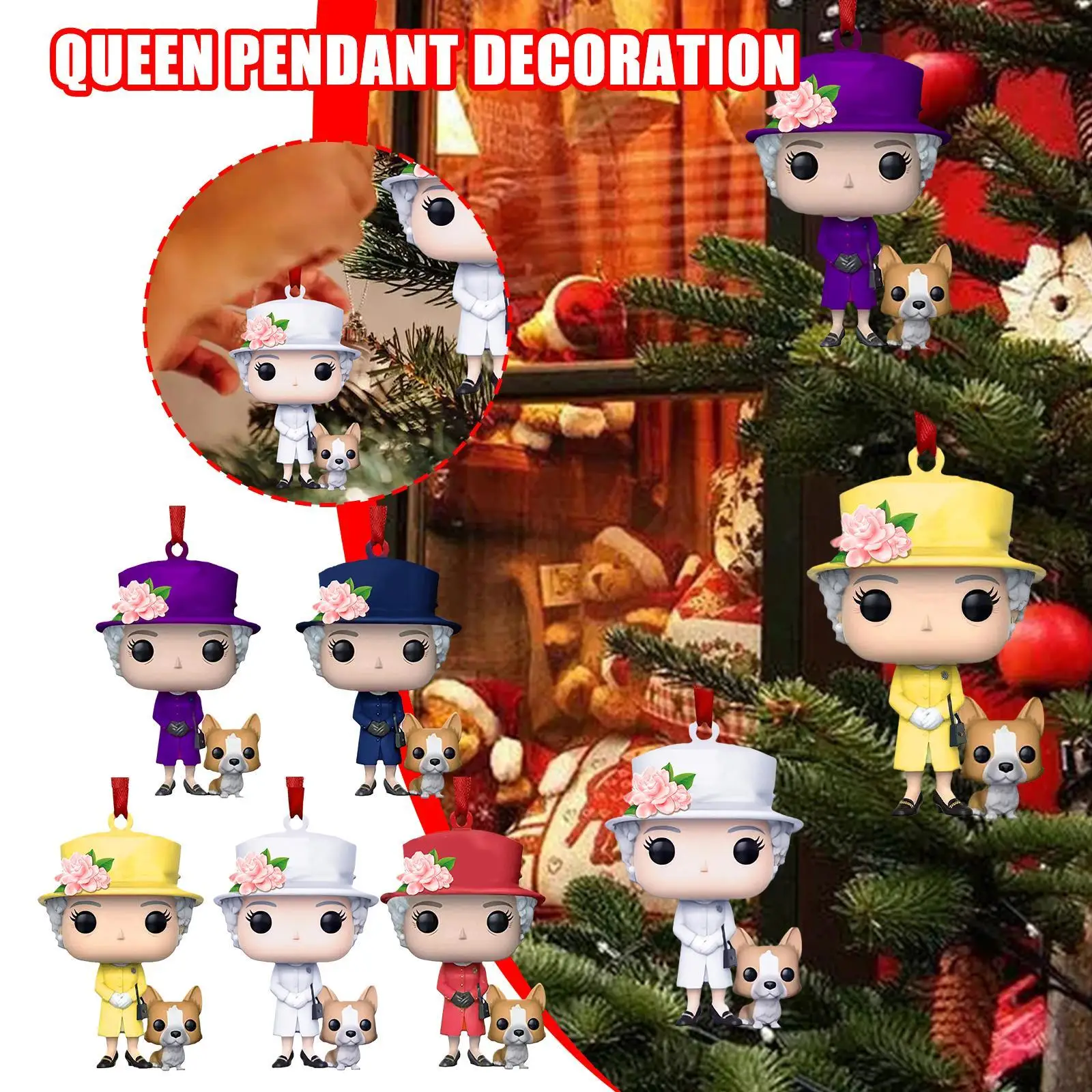 Queen Elizabeth Ii Pendant Hanging Tree Ornaments Union Supplies Christmas Jack Flag Party Favor Decorative christmas decorations