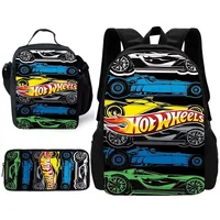 Hot Wheels Cars Child School Backpack, Lunch Bags ,Pencil Bags ,School Bags for Boys Girls Best Gift