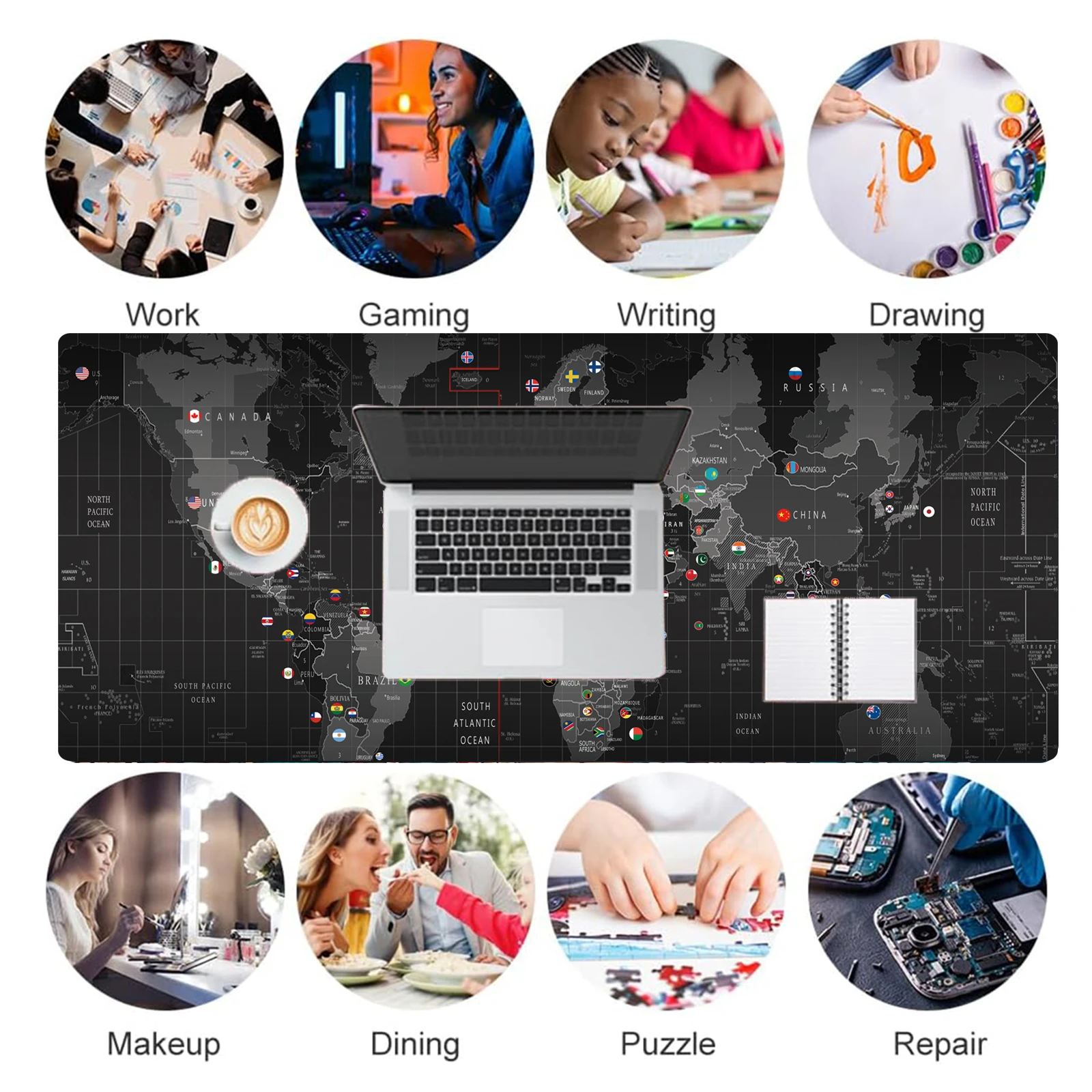 Professional Large Mouse Pad & Computer Game Mouse Mat (35.4x15.7IN/31.5X15.7IN Map) (90 x40/80x40cm Map) 5