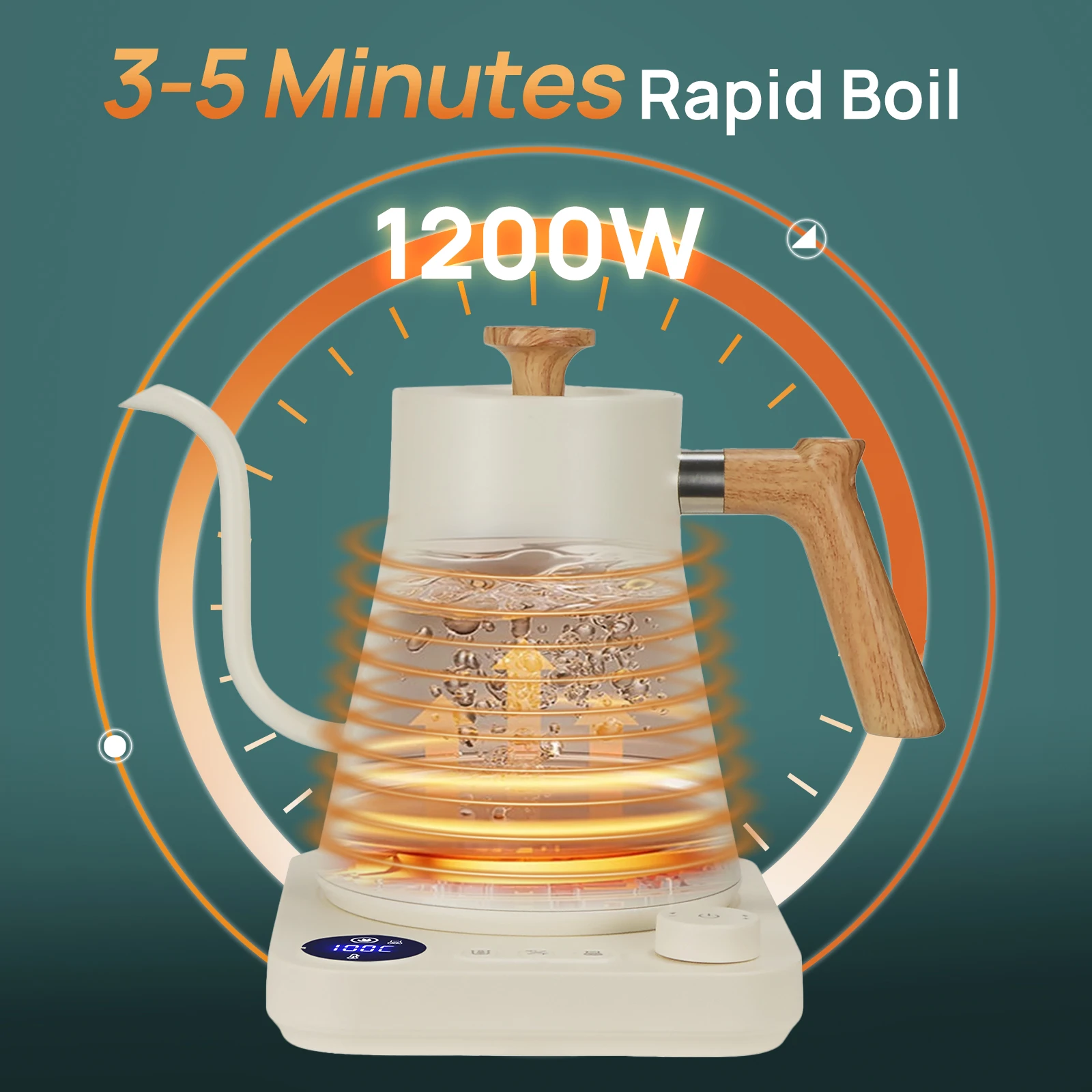 غلاية كهربائية معقوفة غلاية قهوة 900 مل مقبض تعديل...