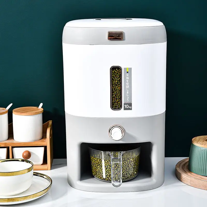 10-Kg Multi-Function Rice Bucket Large-Capacity Press-Sealed Rice Tank Household Kitchen Dry Rice Food Container Storage Bin