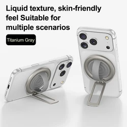 Sleek Aluminum Alloy 360° Magnetic Mobile Phone Stand with Silicone Ring Grip (Titanium gray)