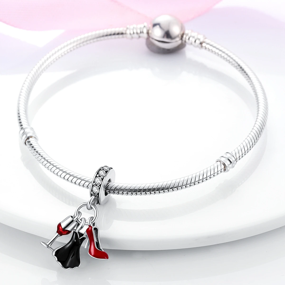 Silver Plated Roller Skates Wings Dangle Charm fit Original Pandora Bracelet Beads Color Enamel Pendant Women Jewelry Making