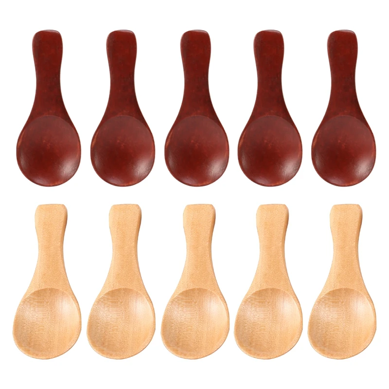 10 Piccoli Cucchiai Di Legno Mini Condimento Zucchero Condimento Sale Miele Cucchiaino Caffè Tè Marmellata Senape Gelato Cucchiaio Di Legno