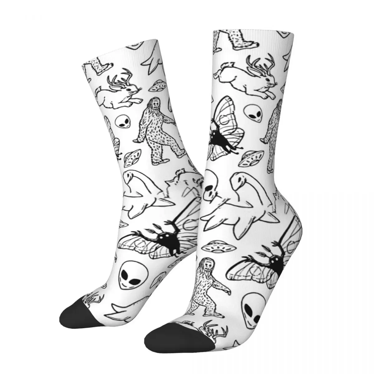 Calzini Da Uomo Felici Modello Cryptid Retro Harajuku Alien Hip Hop Seamless Crew Crazy Sock Gift Pattern Stampato