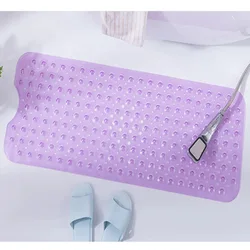 Large Anti - Skid Bathtub Mat with Suction Cups - Non - Slip Soft Surface for Bathroom Safety and Comfort (Transparent Purple)