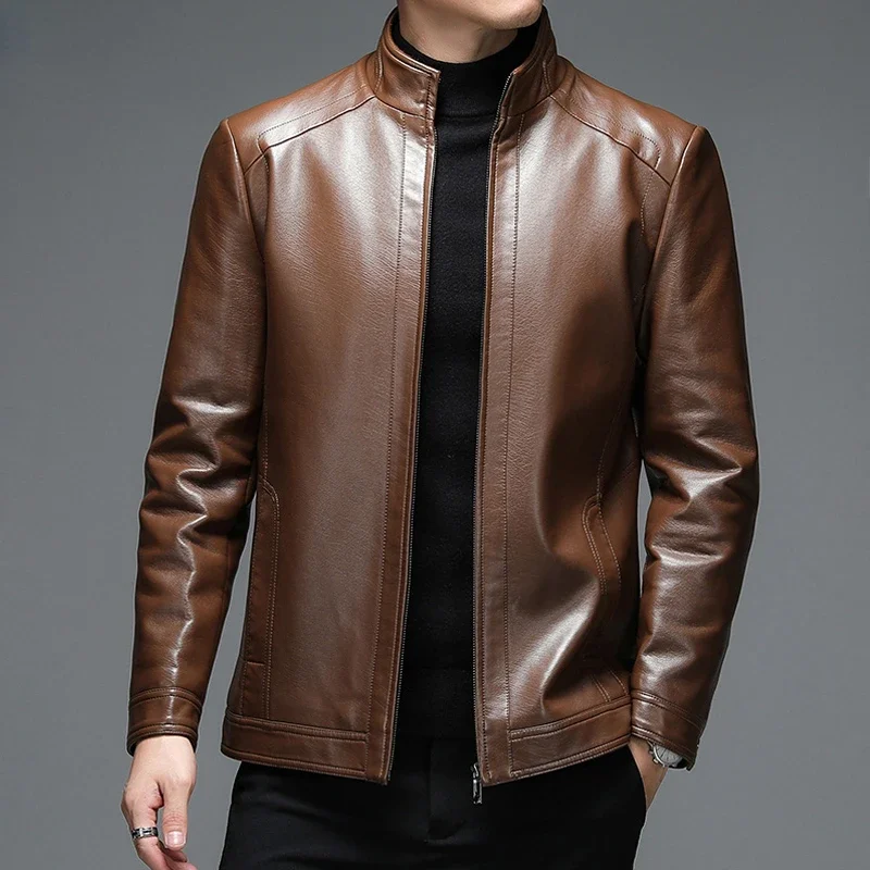 Smart Casual Leather Jacket Men Leather Business Casual Spring