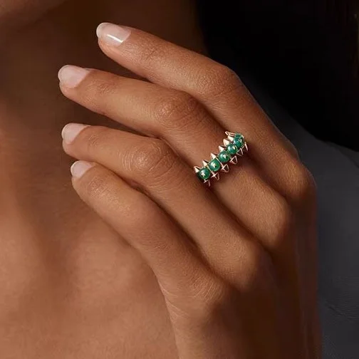 Elegant Green Pearl Geometric Ring - Premium Quality, New Arrival Gift in K Gold