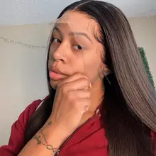  30 40 Inch Straight Lace Front Wig Brazilian 13x4  Lace Frontal pre plucked Bob Wigs For Black Women Human Hair 250 Density 