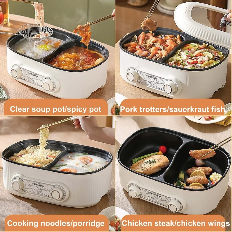 Home Large Capacity Yuanyang Electric Hot Pot Multi-function Pot Non-stick Electric Cook Pot Electric Cooker Home Appliances 6L 2