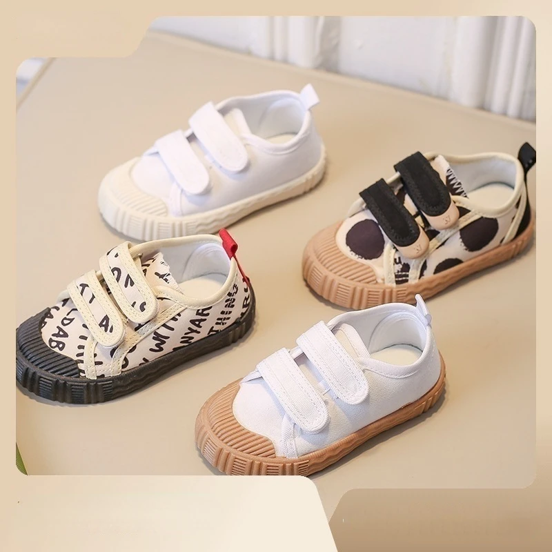 T&ecirc;nis Kid Shoe for Girl Boy Non-slip Soft Sole Canvas Shoe Child Letters Toddler Casual Tenis Versatile Breathable Sneakers