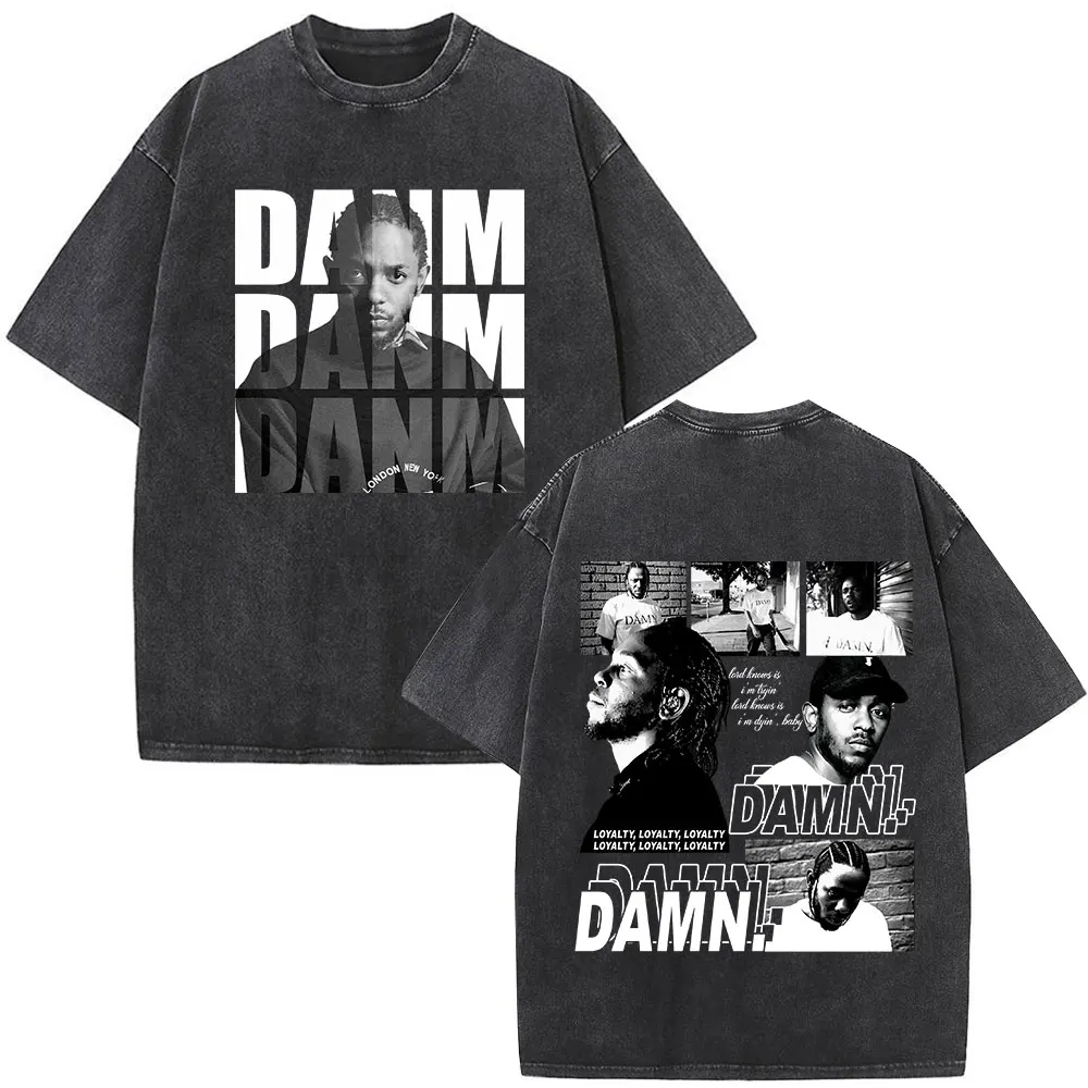 Kendrick Lamar Graphic T Shirt Washed Black Oversized Y2K Rap Tee
