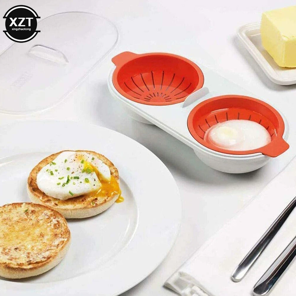 Description Picture 2 of itemMicrowave Eggs Poacher Round Draining Double Cup Egg Boiler Food Grade Kitchen Tableware Steam Egg Bowl Egg Cooker Cooking Tools