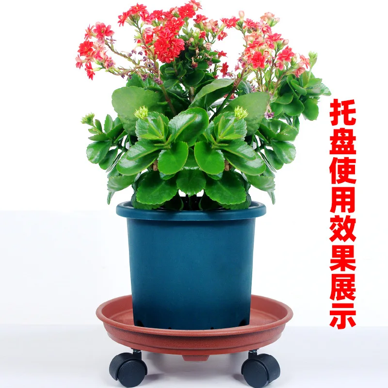 Flower pot plastic large flower pot water tray universal tray with wheel thickened base roller wheel mobile flower pot chassis