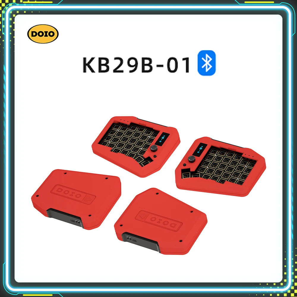 DOIO KB29B-01 왼쪽/오른쪽 분할 게임용 키보드 키트 알루미늄 합금 인체 공학적 Bluetooth 듀얼 모드 맞춤형 기계식 액세서리 키트