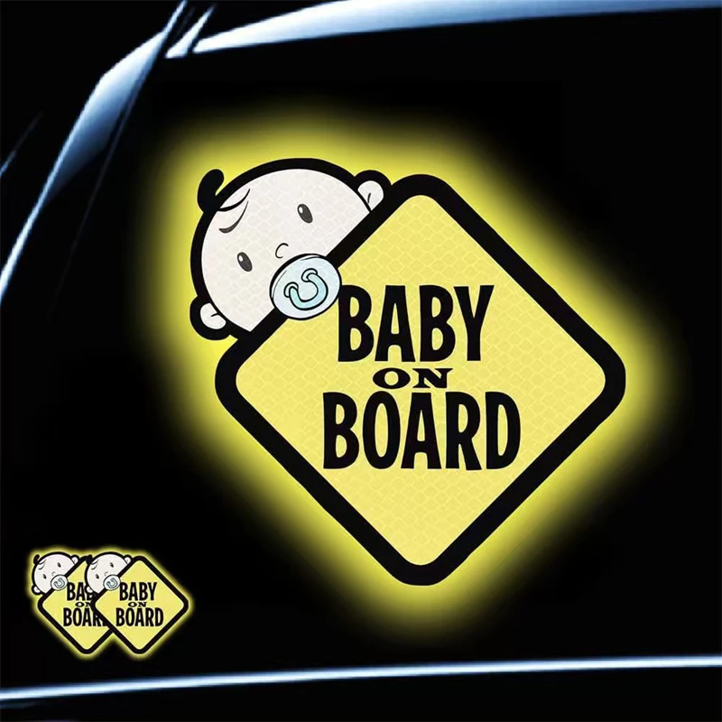 Adesivi per auto per bambini con forte riflessività, resistenti all'acqua e al sole, adatti per la sicurezza, con logo auto, adatti per la parte posteriore riflettente