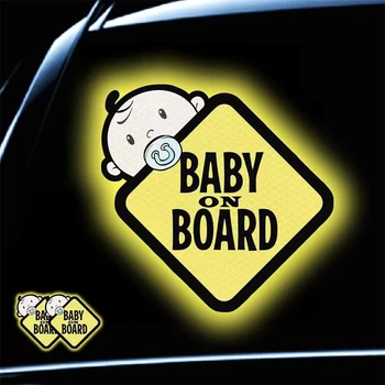 Adesivi per auto per bambini con forte riflessività, resistenti all'acqua e al sole, adatti per la sicurezza, con logo auto, adatti per la parte posteriore riflettente