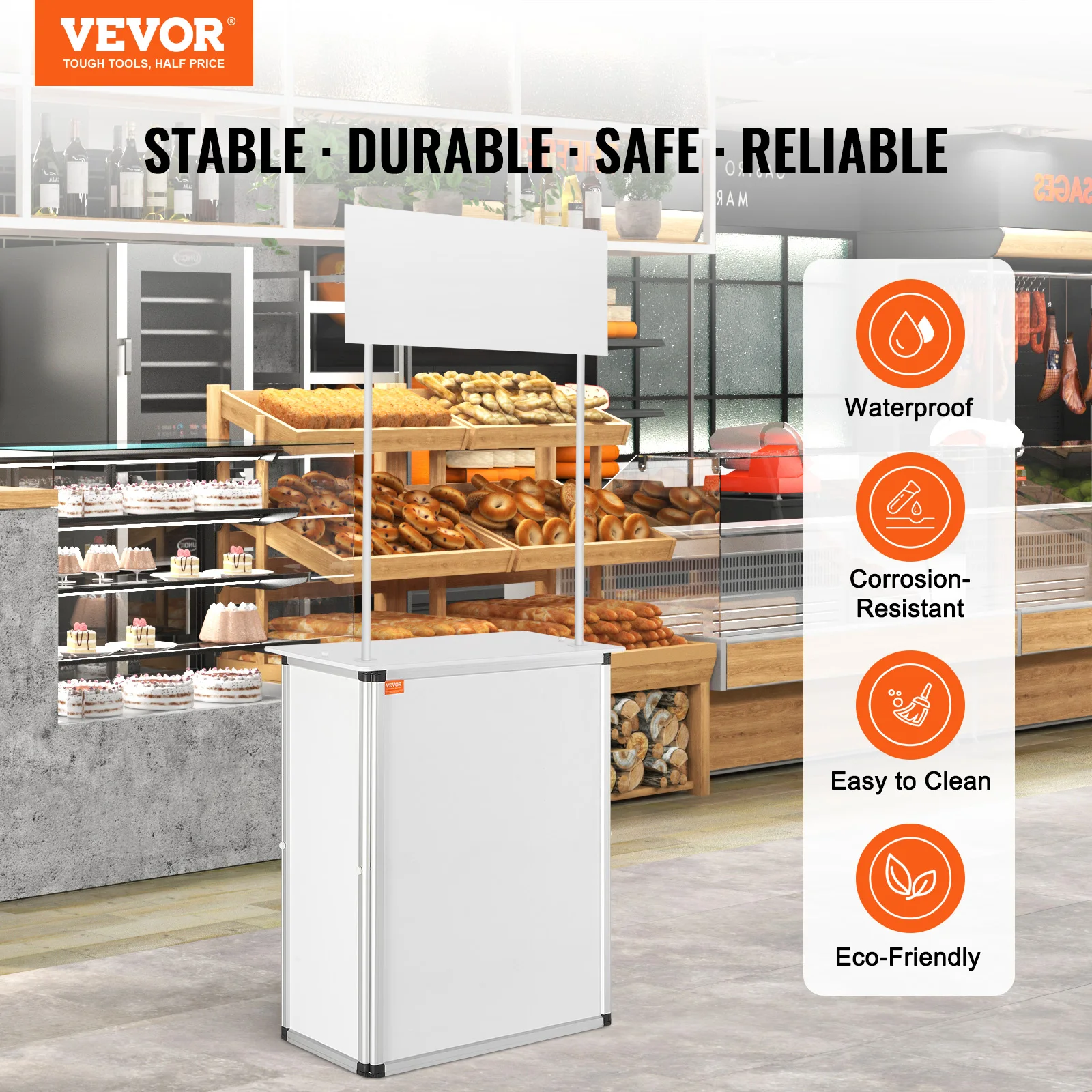 VEVOR Promotion Counter Table Portable Tradeshow Podium Table Display Exhibition Counter Stand Booth Fair  Pop Up Podium Table 2