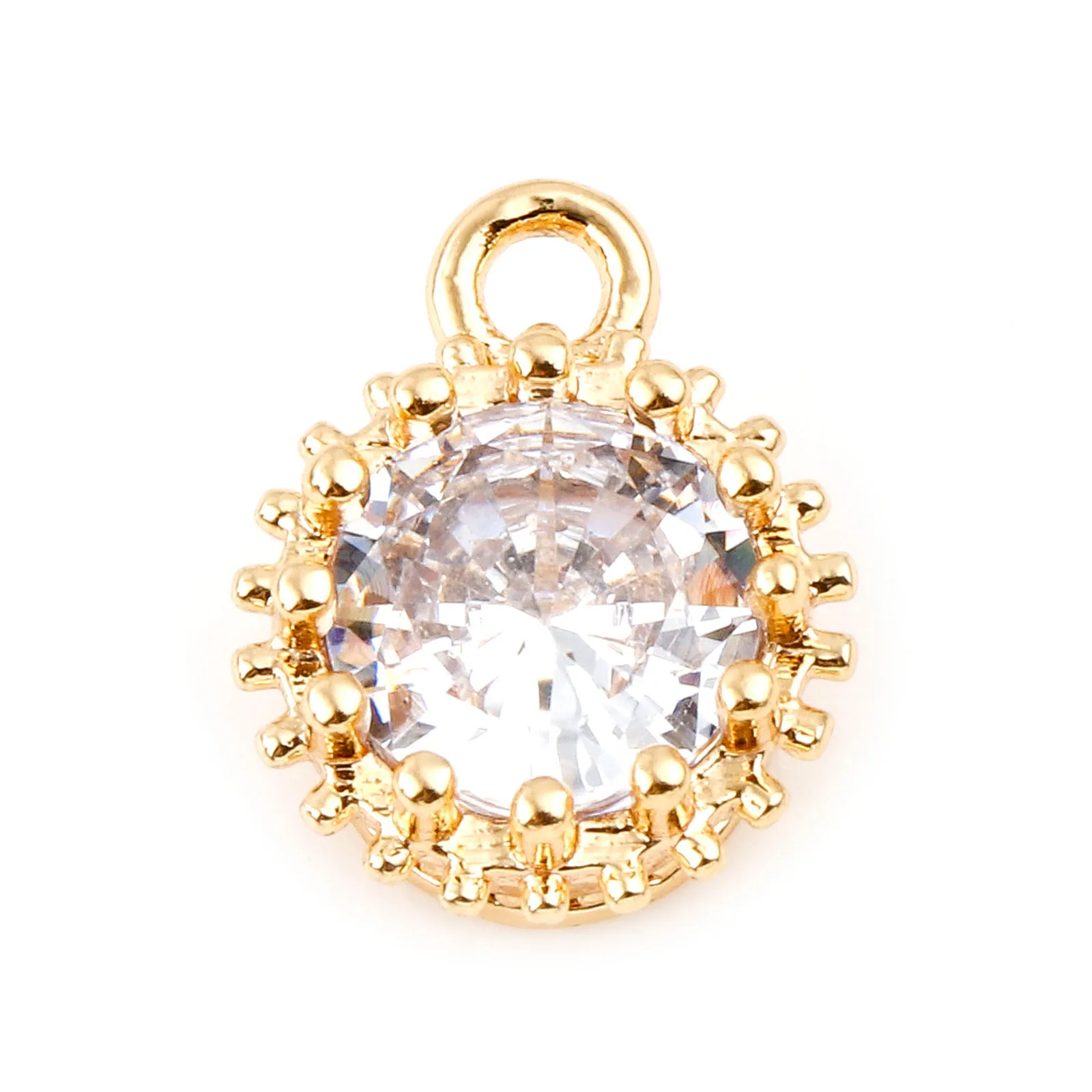 2 Stück Kupfer-Geburtsstein-Charms, rund, mehrfarbig, Zirkonia, goldfarben, Metallanhänger, DIY-Herstellung von Ohrringen, Schmuck, 9 mm x 7 mm – Detail 7