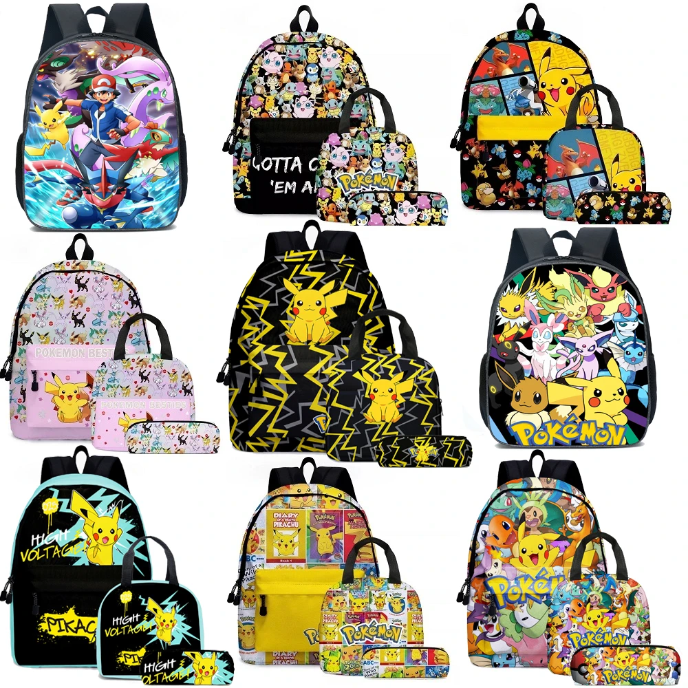 30 Style Pokemon School Bag Cartoon Pikachu Shoulder Bags Eevee Casual