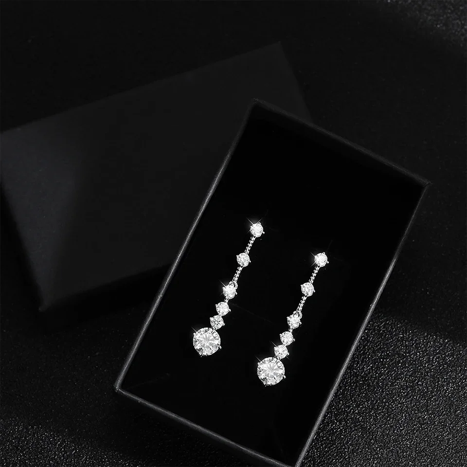 3CT Moissanite Drop Earrings For Women 925 Silver Earrings Original Certified D Color VVS1 Diamond Luxury Jewelry Christmas Gift