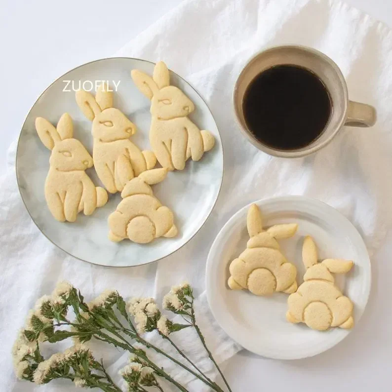 Cute Yoga Rabbit Easter Christmas Plastic Cookie Embossed Mold Fondant Cookie Cutter Bunny Biscuit Mold DIY Baking Tools 1/4pcs cookie cutter,cookie mould,fondant cutter,cookie printing mold,baking mold