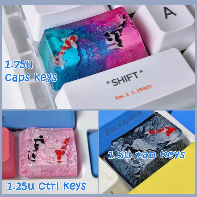 Teclas de resina Koi con retroiluminación, teclas de color rosa, azul y  rojo, 1.75u, teclas de bloqueo para Cherry Mx Switch, teclas de teclado  mecánico para juegos - AliExpress