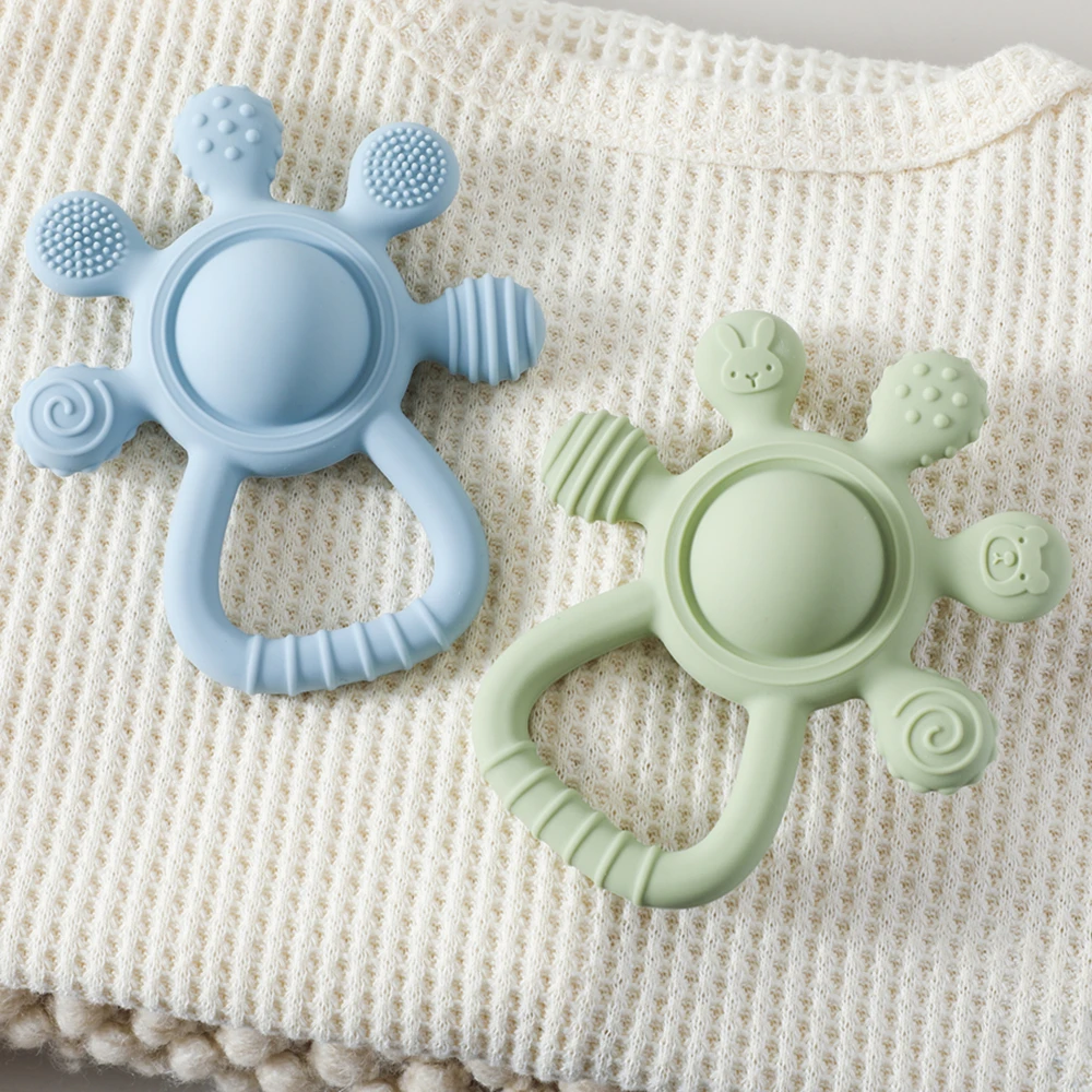 1 STÜCK Baby Silikon Beißring Pflege Zahnen Spielzeug 0 12 Monate Spielzeug BPA FREI Silikon Ring Griff für Baby Beruhigende Zahn Kauen Spielzeug – Detail 20