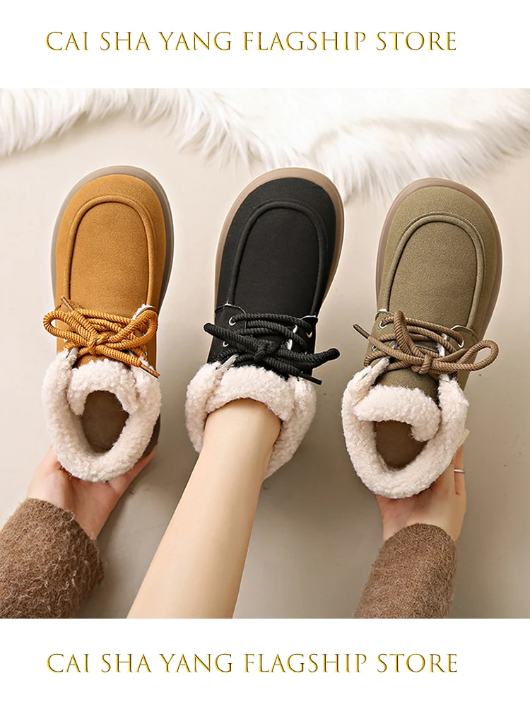 

Женские ботинки на плоской подошве, австралийские ботинки, женская зимняя обувь, обувь с круглым носком, низкая Снежная обувь из 2023 кожи, женские римские ботильоны на шнуровке, F