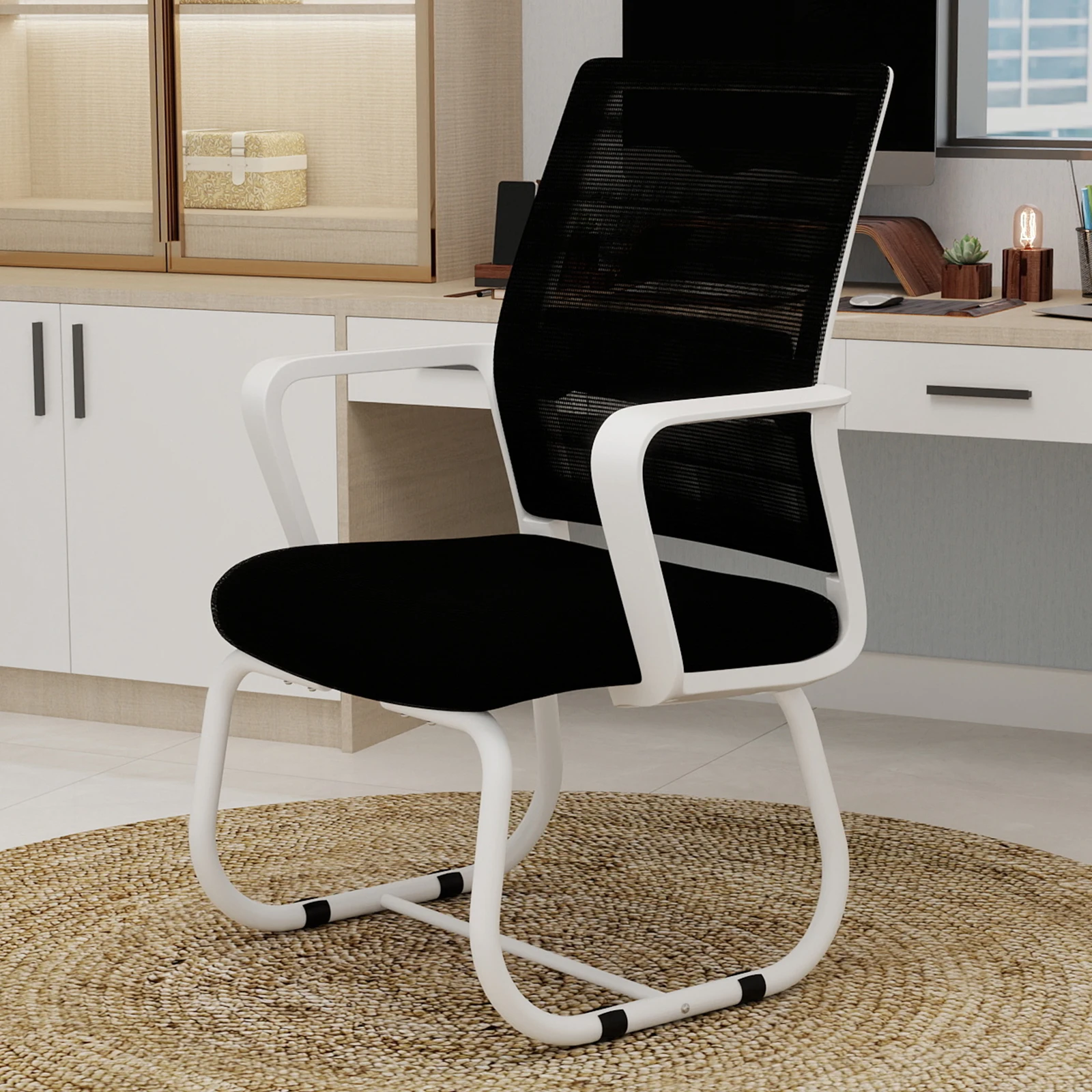Minimalistischer moderner Bürostuhl – Metallrahmen, weich und bequem, für den Heim- und Bürogebrauch, mehrere Farben erhältlich – Detail 11