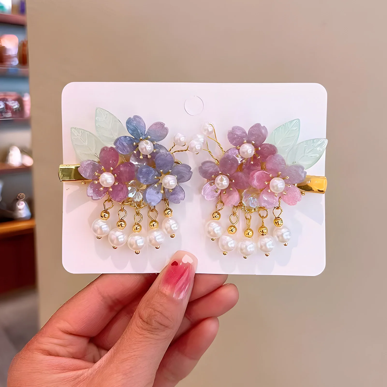 Purple Lovely Flower Hair Clips Vintage Butterfly Hairpins Pendant Hair Grips for Women Chinese Style Jewelry Accessories