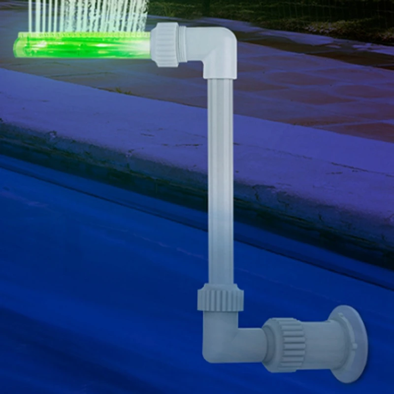 Swimming Pool Fountains Adjustable Fluorescent Pool Waterfall For Above Ground/Inground Pools