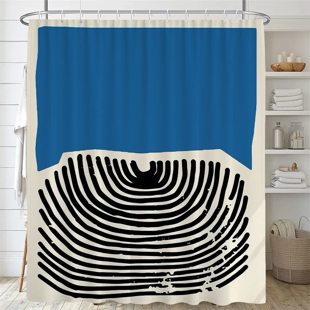 Shower Curtains Nordic Abstract Painting Medieval Minimalist Art Polyester Fabric 180 * 180CM Hooks