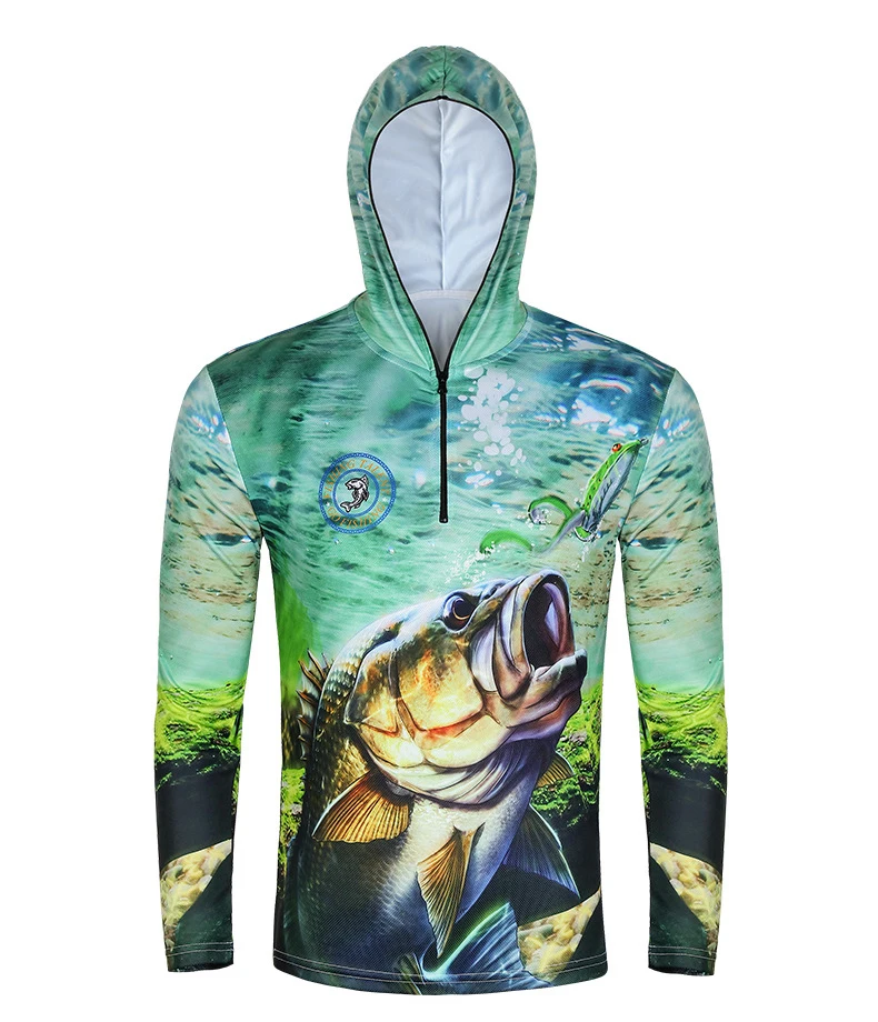 Men Half Zipper Slim Fit Hoodie Custom Hot Sale Printing Fishing Shirt Ultraviolet-Proof Tournament Fishing Jersey