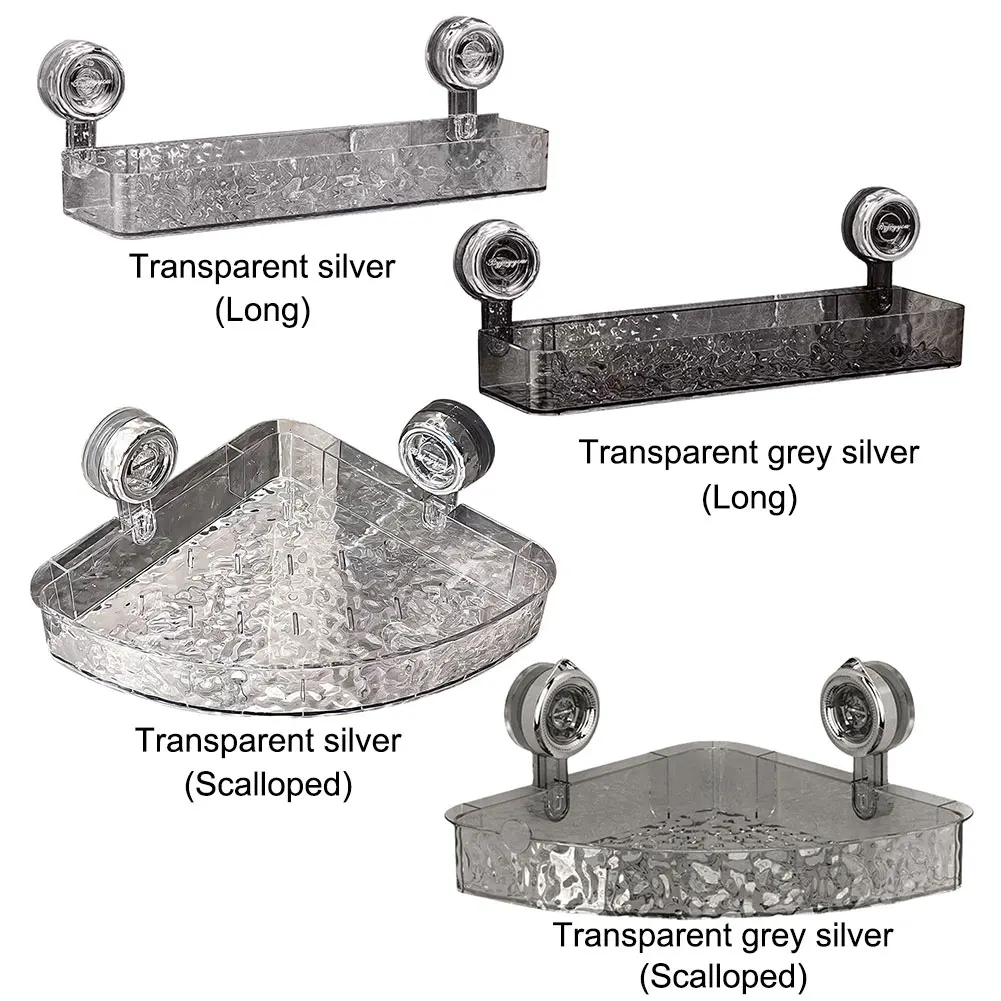 Clear Plastic Bathroom Storage Shelf with Suction Cup