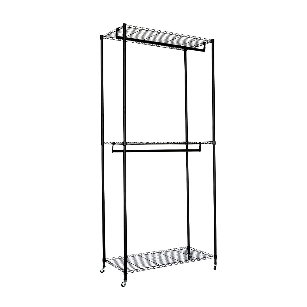 Rolling Clothing Rack with Wheels Multifunctional Heavy Duty Garment Rack with Cover for Coats Shirts Dress