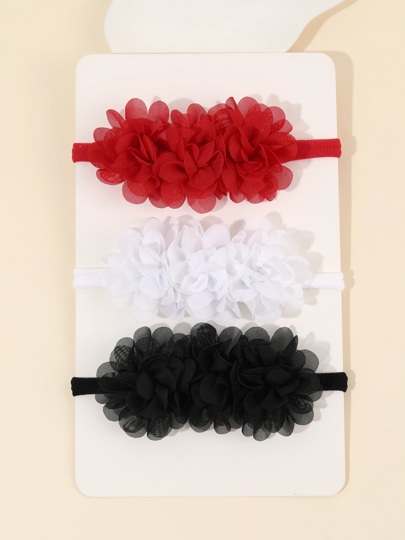 3 Stück Chiffon Blumen Stirnbänder für Babys, Blumen Stirnbänder für Kleinkinder, einfarbige elastische Nylon Stirnbänder, Baby Haarschmuck – Detail 5