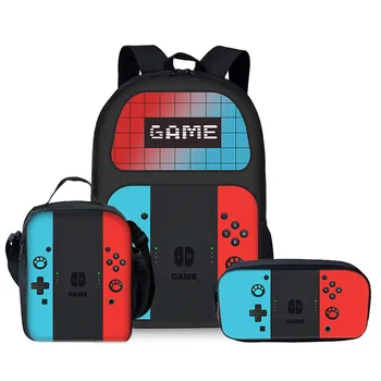 Zaino scolastico stampato per console di gioco creativa 3pecs/set Zaini per ragazzi adolescenti Ragazze Borse da scuola impermeabili in nylon Borse per libri 1