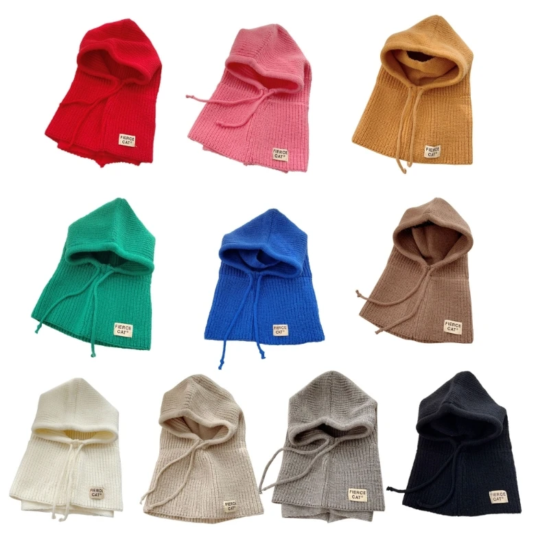 Stylish Hooded Hat Neck Warmer for Children Scarf Hat for Outdoor Activities School and Travel Windproof
