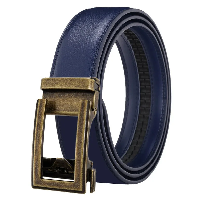 Luxury Men's Leather Belt - High Quality Designer Craftsmanship in White, Blue, Red, Brown