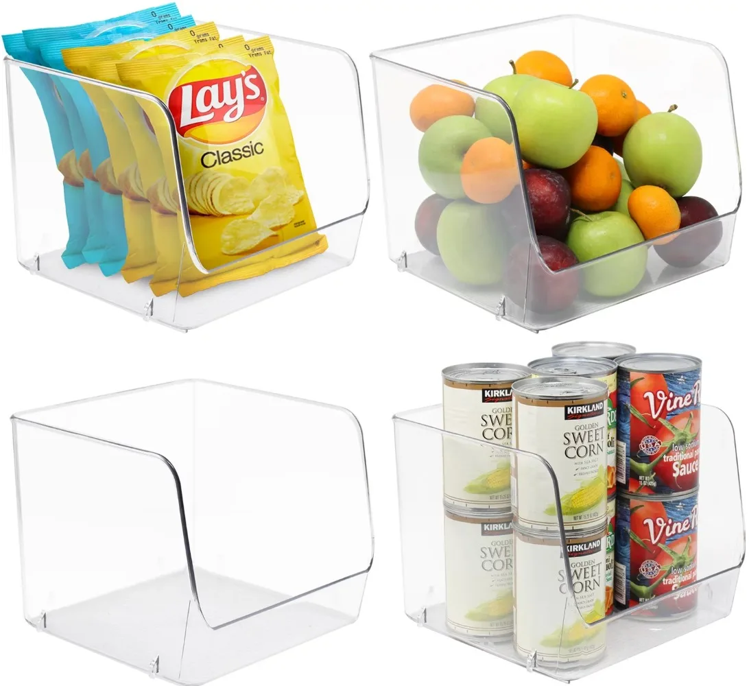 

Clear Pantry Organizer for Organizing Kitchen Refrigerator Snack Cabinet Fruits Vegetables Bathroom Amenities (4-Pack)