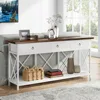 70.8" Console Table with 3 Drawers, Farmhouse Entryway Table with Storage Shelf, Narrow Long Sofa Foyer Table ,  (White/Brown) 6