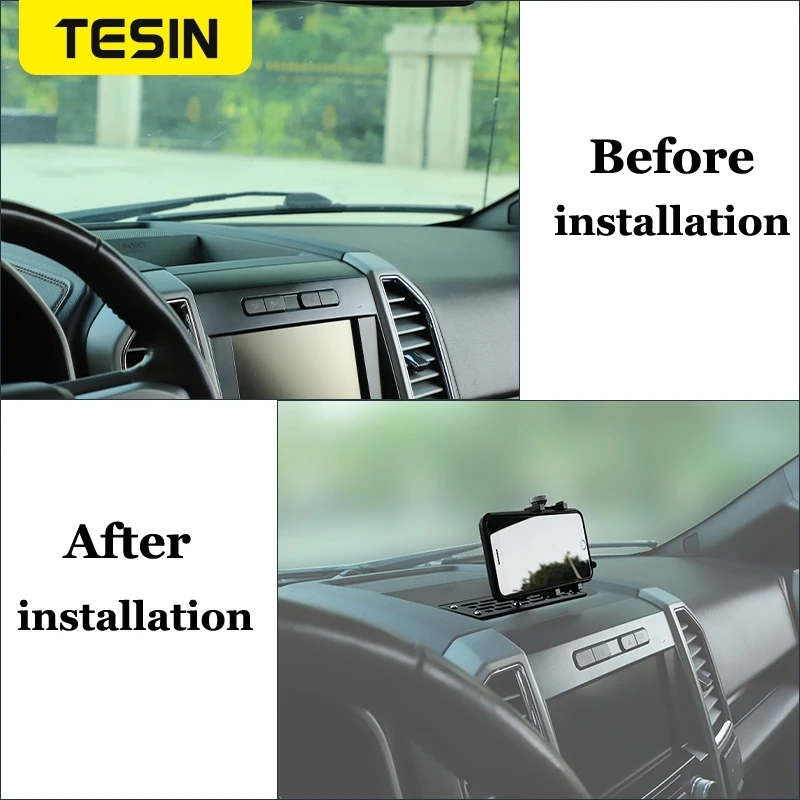 TESIN 자동차 대시 보드 센터 콘솔 다기능 확장 전화 홀더, iPad 스탠드, GPS 마운트 브래킷, Ford F150 2015-2020