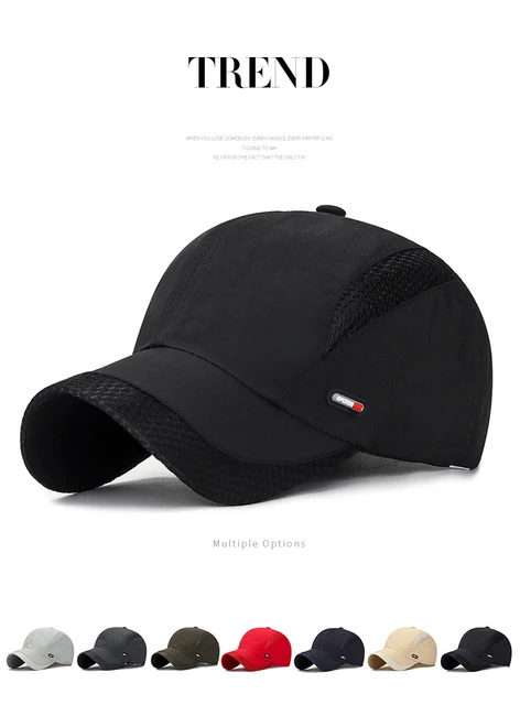 Sombrero de secado rápido de malla transpirable para hombre y mujer, gorra  para el sol con etiqueta de cuero rojo, para deportes al aire libre, para  verano, a la moda, novedad 