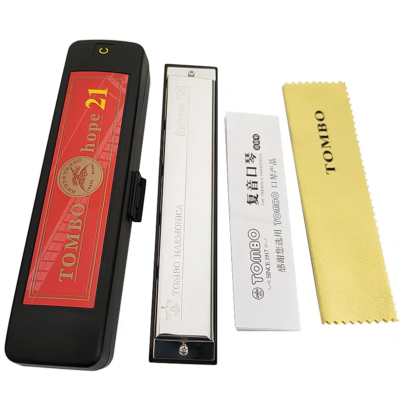 Diatonic Harmonica Mouth Harp Tombo Tremolo Harmonica 21 Holes Hope 6621 Brass Reeds ABS Comb Stainless Steel Cover Plate Key C Harp Musical Instruments